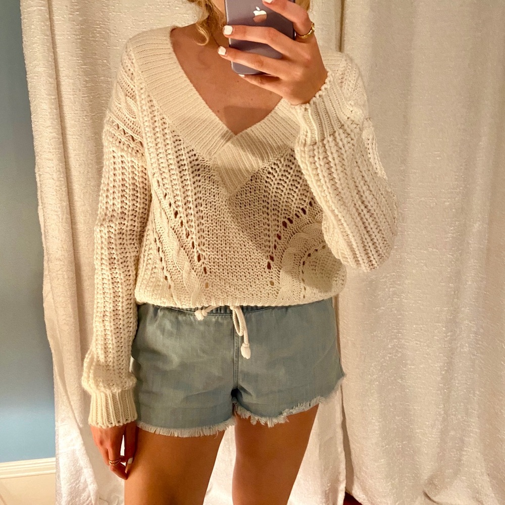 Urban outfitters white v-neck sweater